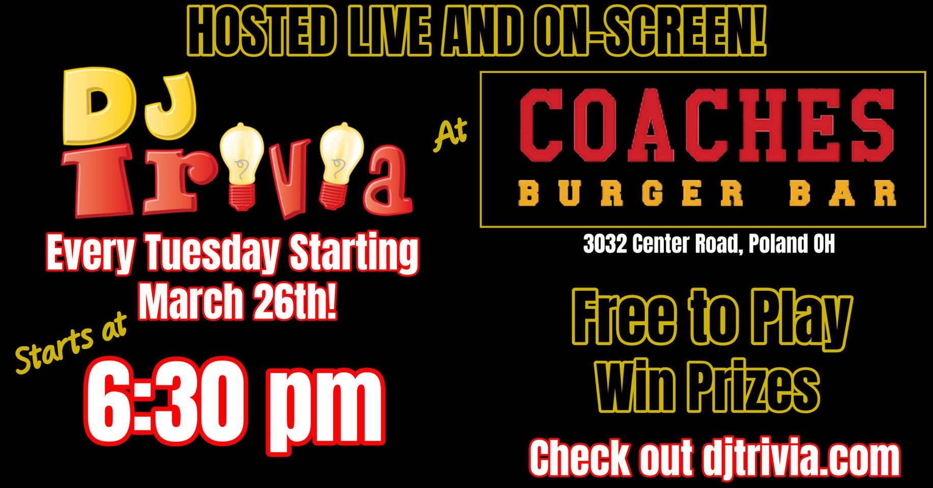 Trivia Night Coaches Burger Bar